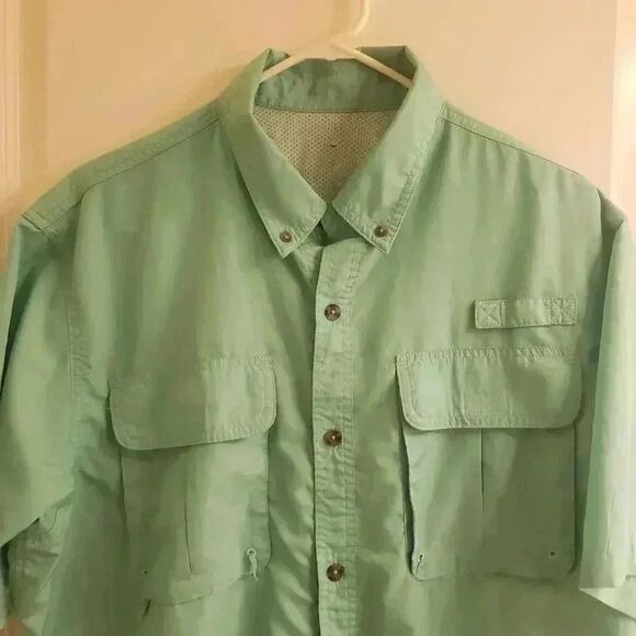 Men's Mint Green Nylon Outdoor Vented Short Sleeve Shirt - Picture 7 of 7